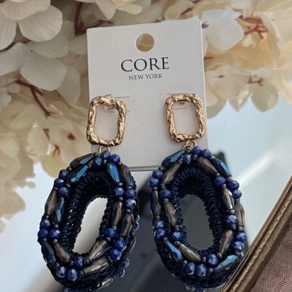 Blue and Gold Earrings